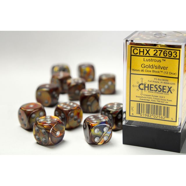 Chessex Lustrous Gold/silver Six-Sided 16mm Dice