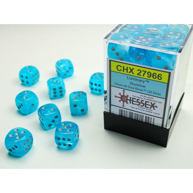 Chessex Luminary Sky /Silver Six-Sided 12mm Dice