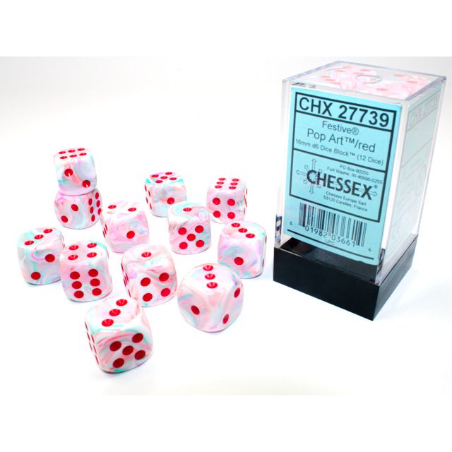 Chessex Festive Pop Art/Red Six-Sided 16mm Dice