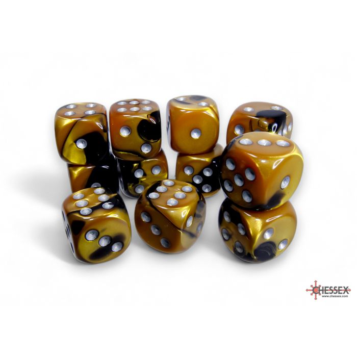 Chessex Gemini Black-Gold/silver Six-Sided 16mm Dice