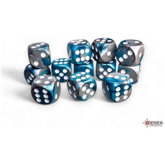 Chessex Gemini Teal-Steel/White Six-Sided 12mm Dice