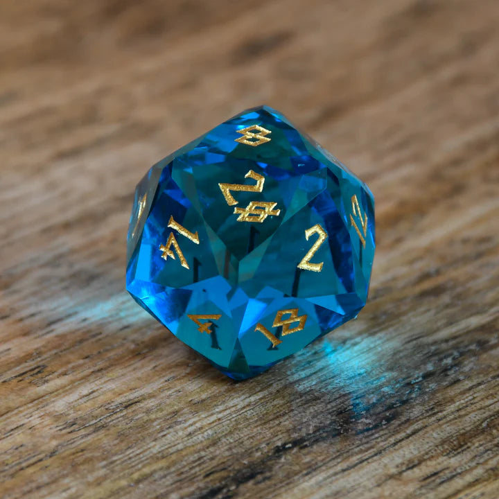 Misty Mountain - Aquamarine - 7-set Multifaceted Glass Dice