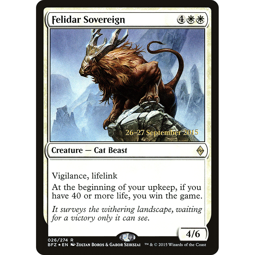 Felidar Sovereign (PRE-026) - Battle for Zendikar Promos Foil