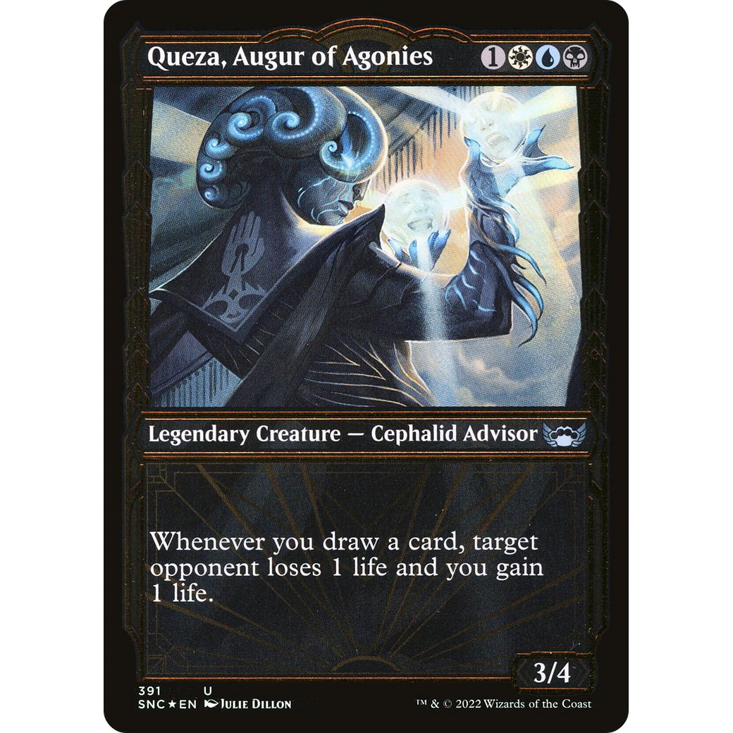 Queza, Augur of Agonies (Gilded Foil) (SNC-391) - Streets of New Capenna: (Showcase) Foil