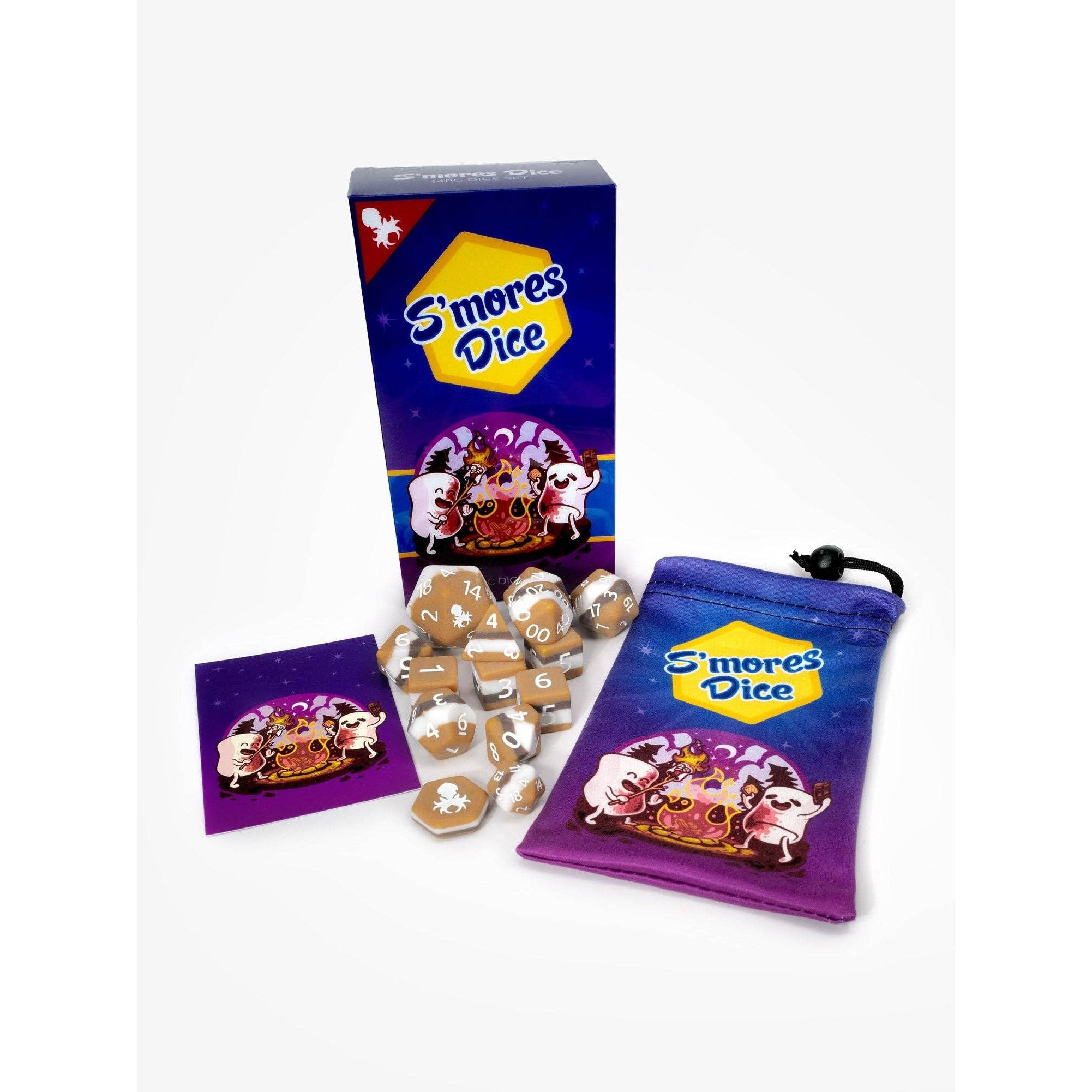 S'Mores 14pc Dice Set Inked in White