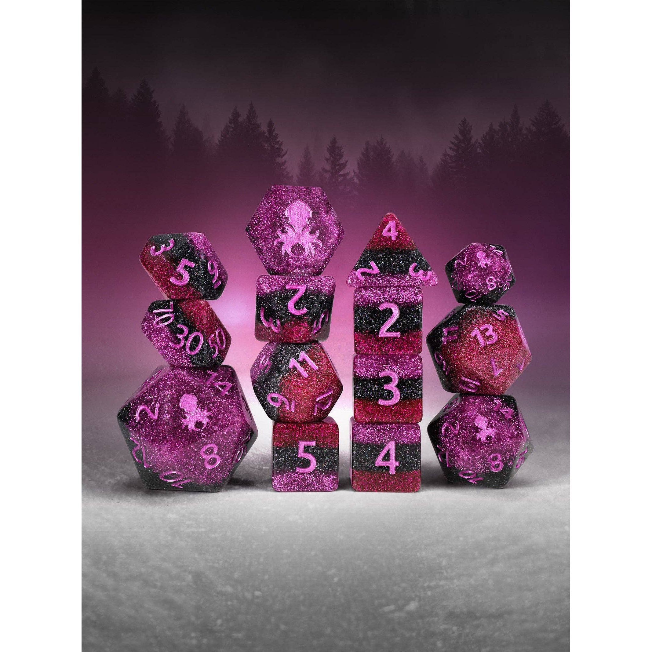 Bewitched 14pc Dice Set Inked in Pink