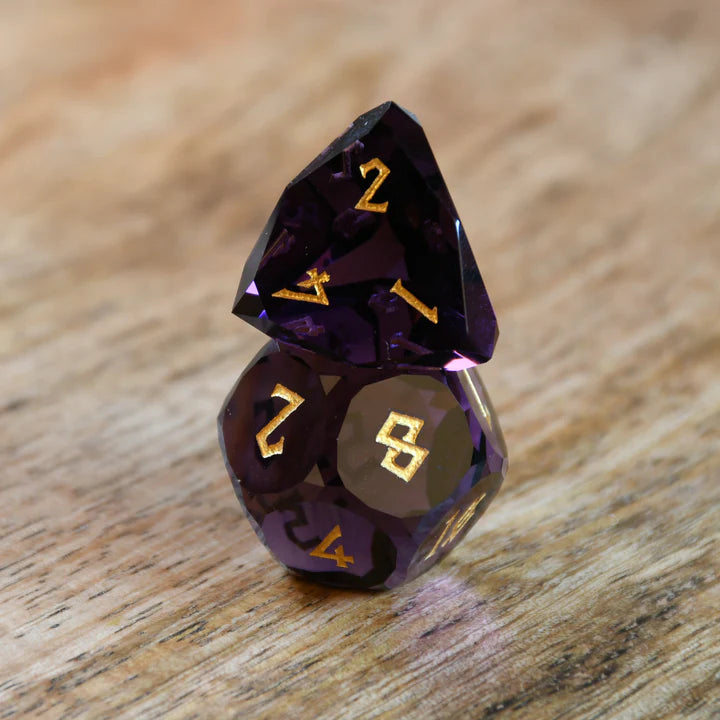 Misty Mountain - Deep Plum - 7-set Multifaceted Glass Dice