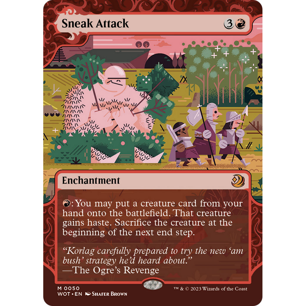 Sneak Attack (WOT-050) - Wilds of Eldraine: Enchanting Tales: (Showcase) (Borderless) Foil
