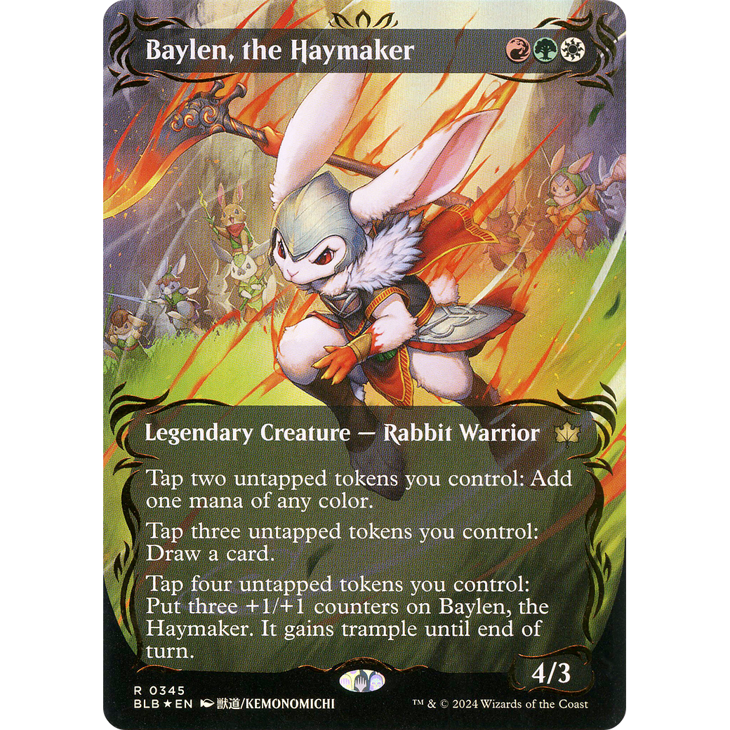 Baylen, the Haymaker (BLB-345) - Bloomburrow: (Showcase) (Borderless) Foil
