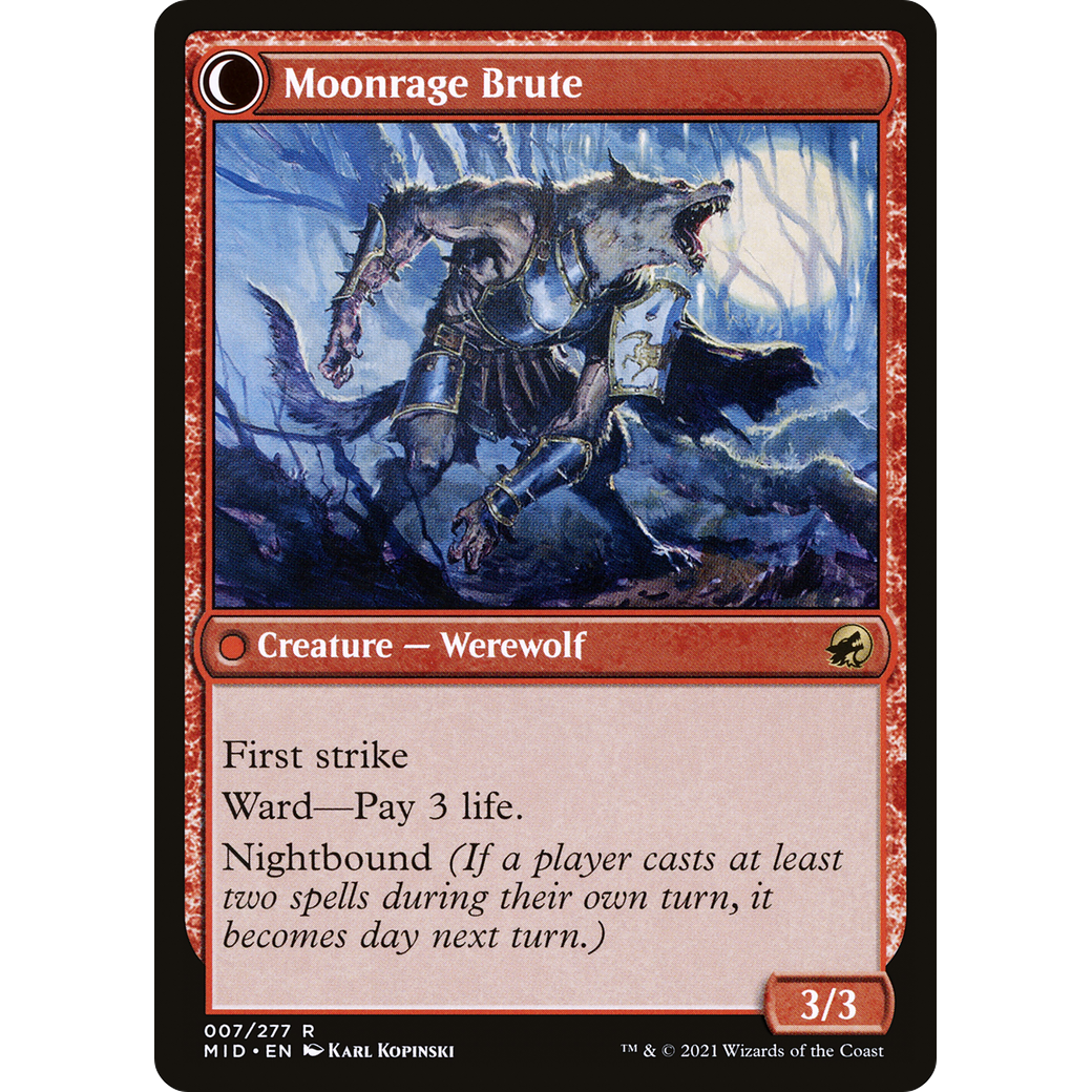 Brutal Cathar // Moonrage Brute (MID-007) - Innistrad: Midnight Hunt: (Double Faced Transform) Foil