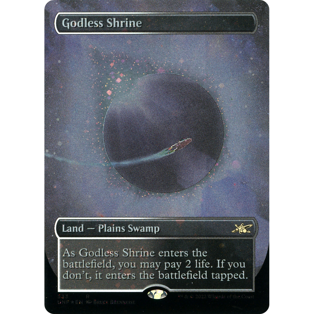 Godless Shrine (Borderless) (Galaxy Foil) (UNF-533) - Unfinity (Borderless) Foil