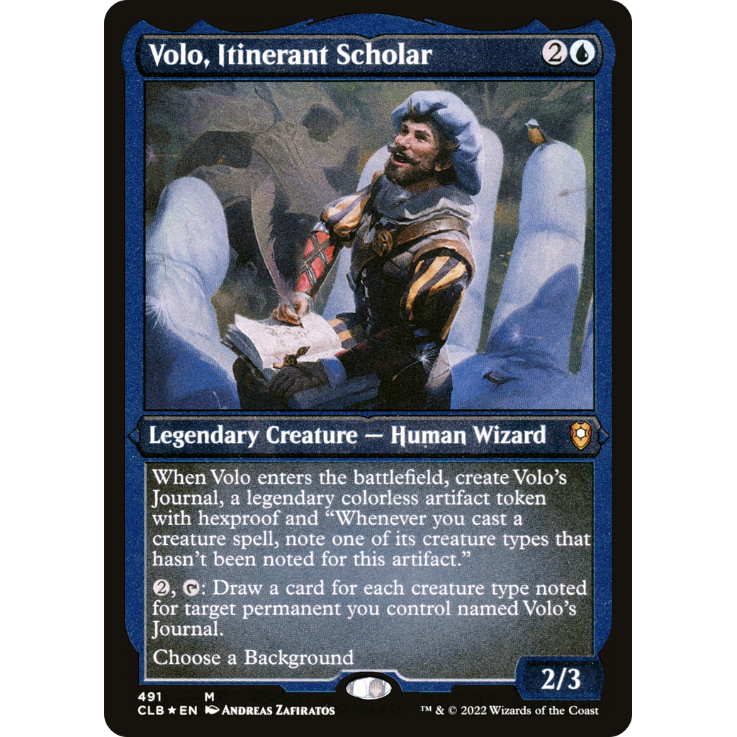 Volo, Itinerant Scholar (CLB-491) - Commander Legends: Battle for Baldur's Gate Etched Foil