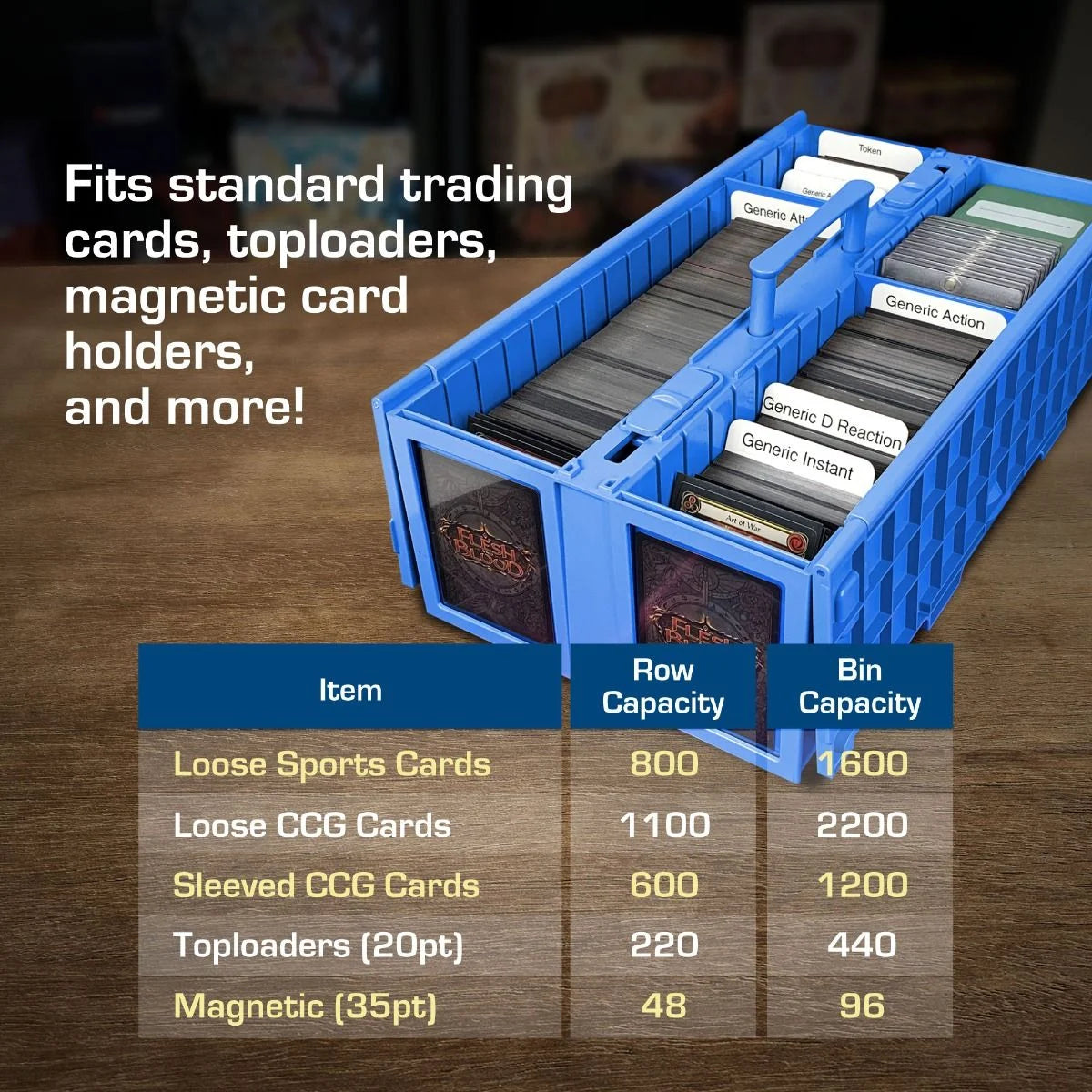 Collectible Card Bin 1600+ Card Storage - Blue