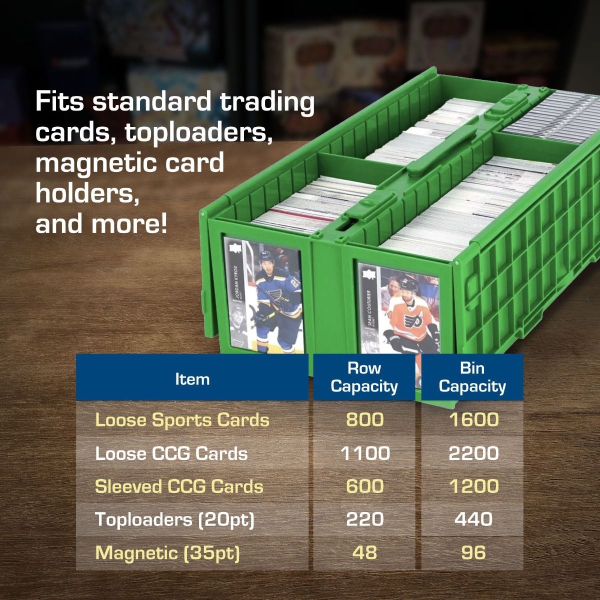 Collectible Card Bin 1600+ Card Storage - Green