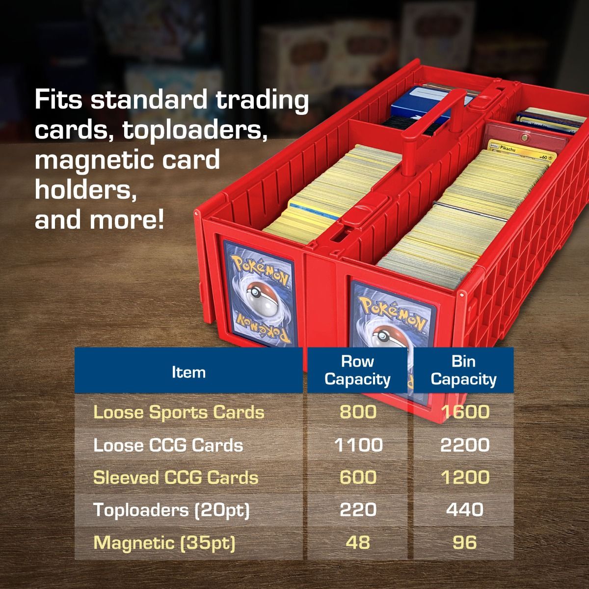 Collectible Card Bin 1600+ Card Storage - Red