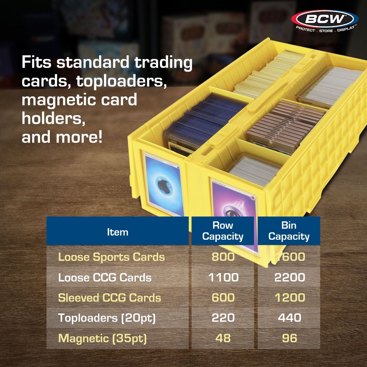 Collectible Card Bin 1600+ Card Storage - Yellow