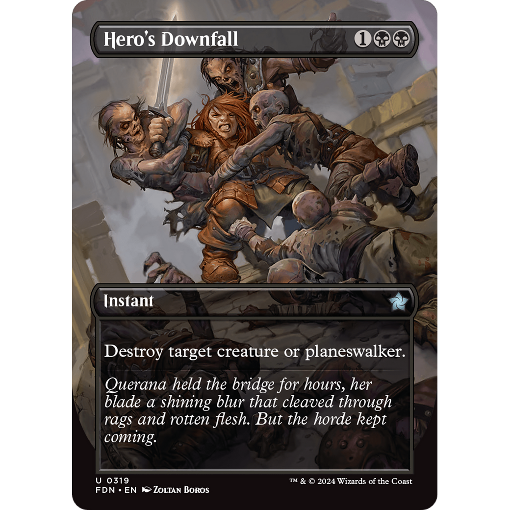 Hero's Downfall (FDN-319) - Foundations (Borderless) Foil
