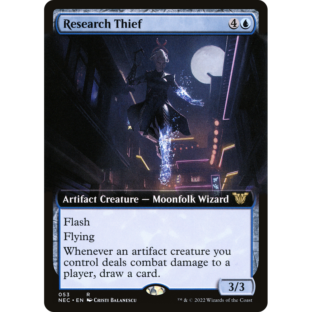 Research Thief (Extended Art) (NEC-053) - Neon Dynasty Commander: (Extended Art)