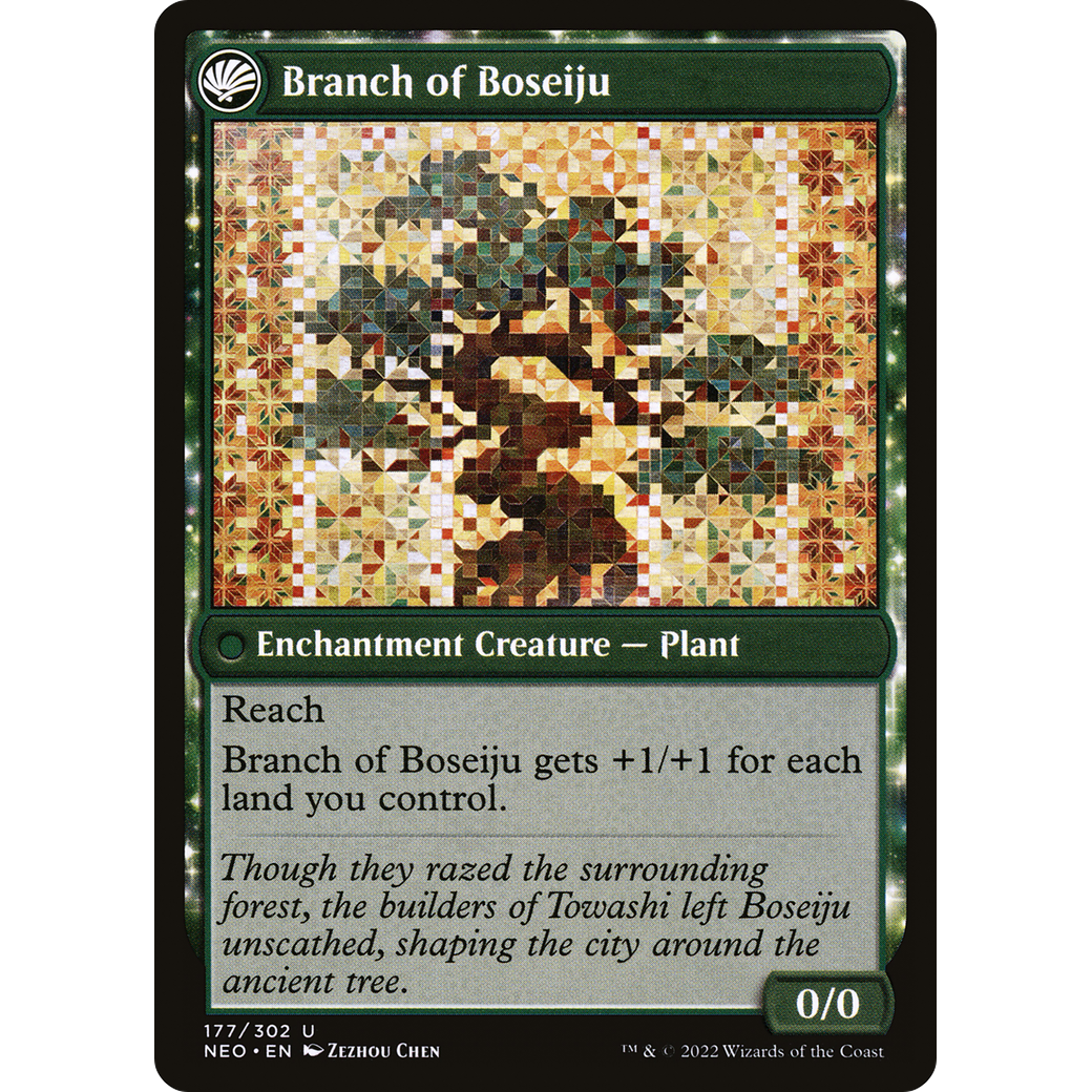 Boseiju Reaches Skyward // Branch of Boseiju (NEO-177) - Kamigawa: Neon Dynasty: (fandfc, enchantment)