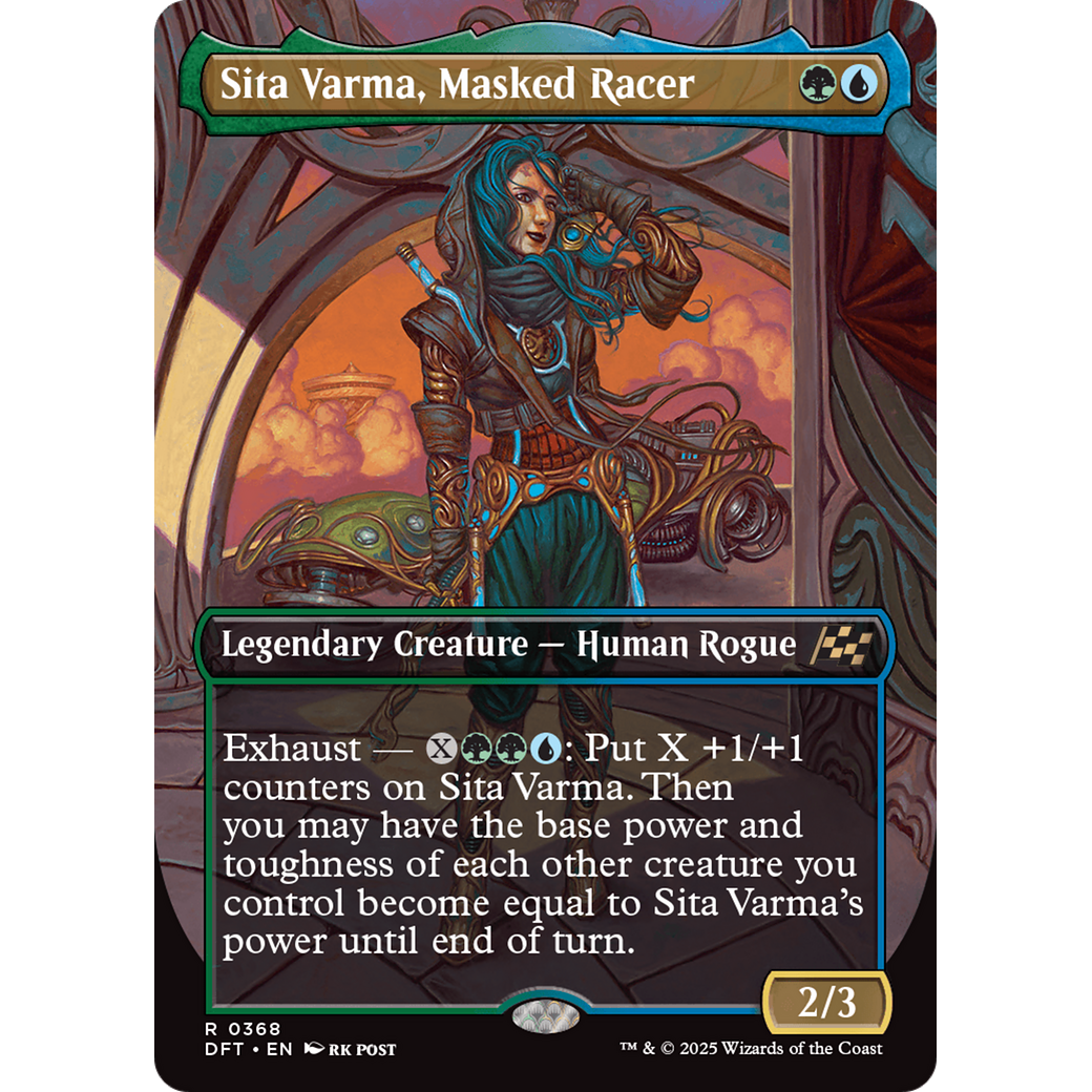 Sita Varma, Masked Racer (DFT-368) - Aetherdrift (Borderless) Foil