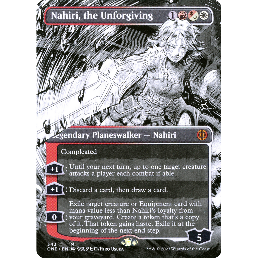 Nahiri, the Unforgiving (ONE-343) - Phyrexia: All Will Be One: (Showcase) (Borderless) Foil