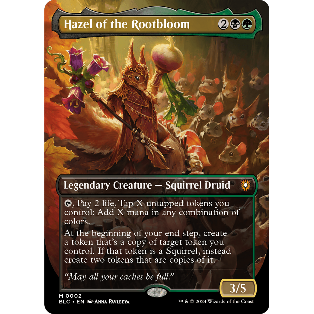 Hazel of the Rootbloom (BLC-002) - Bloomburrow Commander (Borderless)