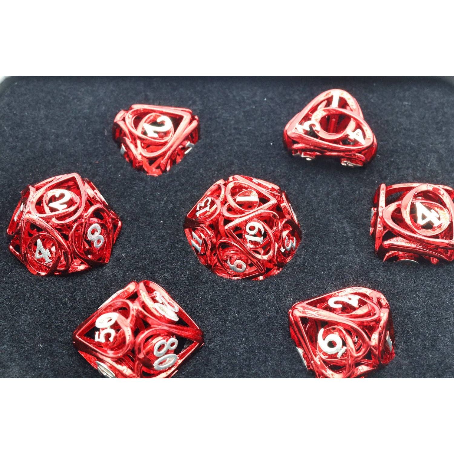 Hollow Hearts: Red - Metal RPG Dice Set