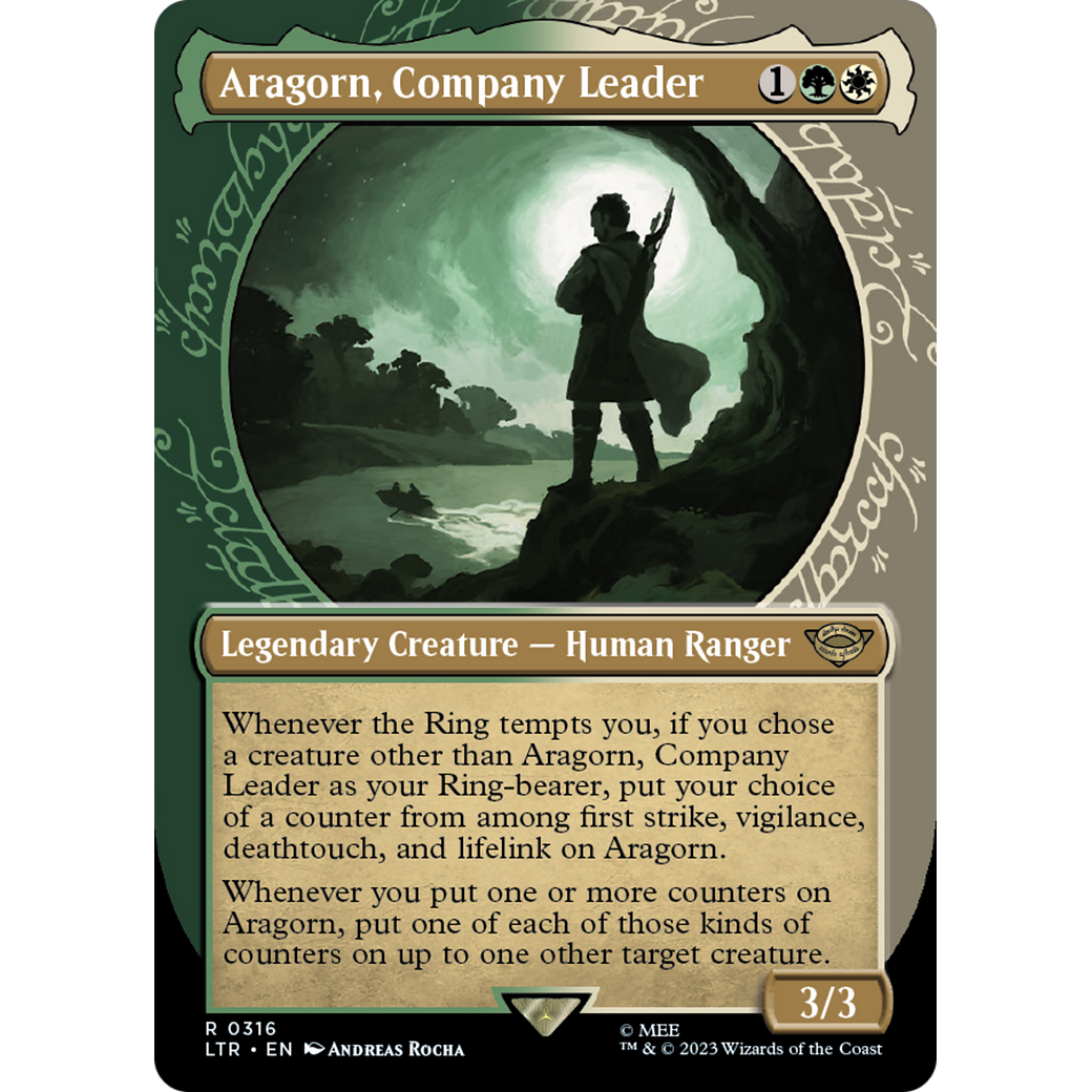 Aragorn, Company Leader (LTR-316) - The Lord of the Rings: Tales of Middle-earth: (Showcase) (Borderless) Foil