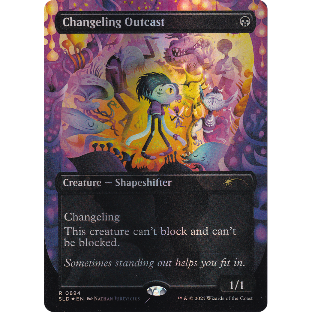 Changeling Outcast (Rainbow Foil) (SLD-894) - Secret Lair Drop (Borderless) Foil