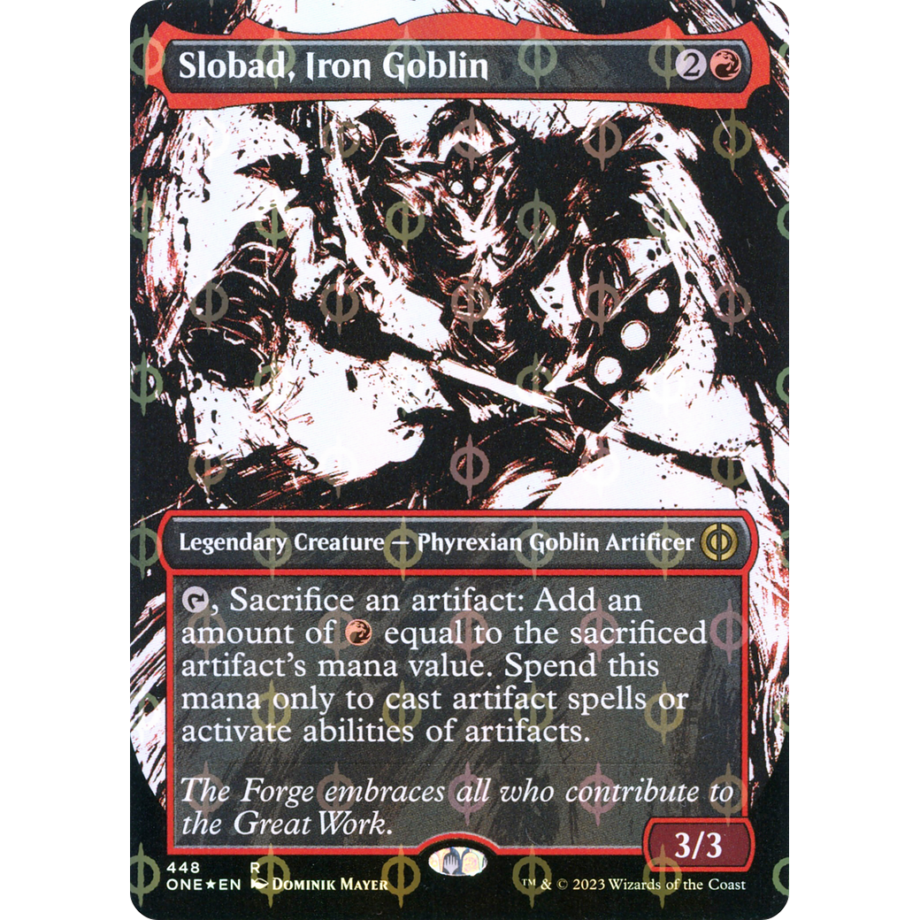 Slobad, Iron Goblin (ONE-448) - Phyrexia: All Will Be One: (Showcase) (Borderless) Foil