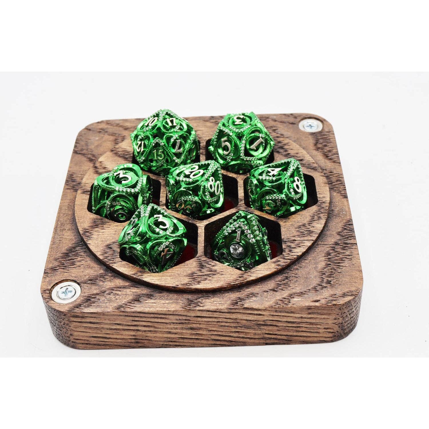 Hollow Hearts: Jeweled Green - Metal RPG Dice Set