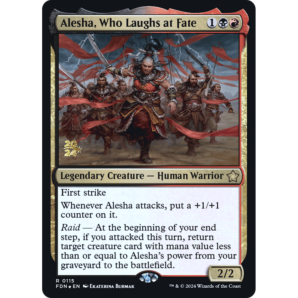 Alesha, Who Laughs at Fate (PRE-115S) - Foundations Promos Foil