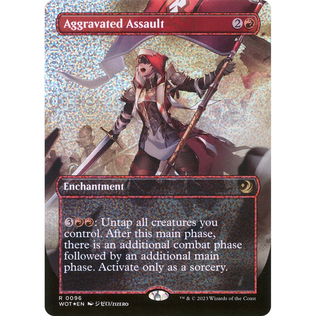 Aggravated Assault (WOT-096) - Wilds of Eldraine: Enchanting Tales (Borderless) Foil