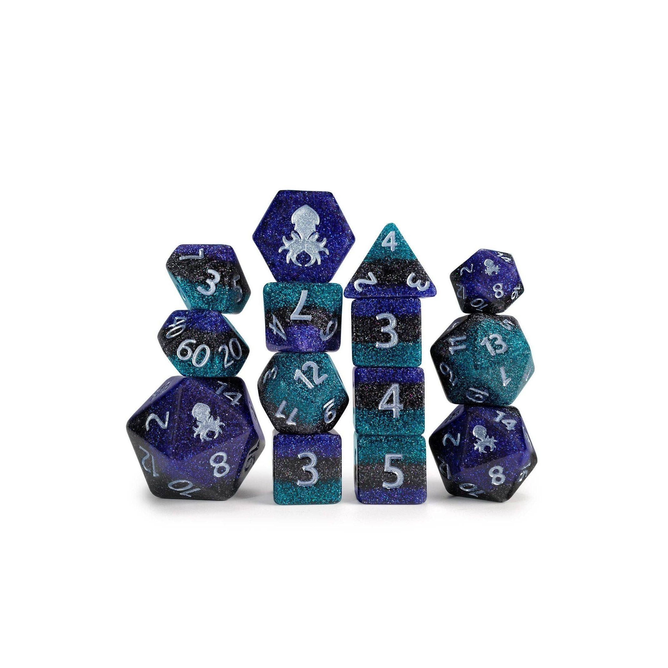 Hocus Pocus 14pc Dice Set Inked in Silver