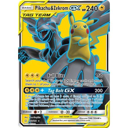 Pikachu & Zekrom GX (Full Art) 162/181 - SM Team Up Holofoil
