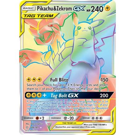 Pikachu & Zekrom GX (Secret) 184/181 - SM Team Up Holofoil