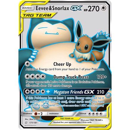 Eevee & Snorlax GX (Full Art) 171/181 - SM Team Up Holofoil