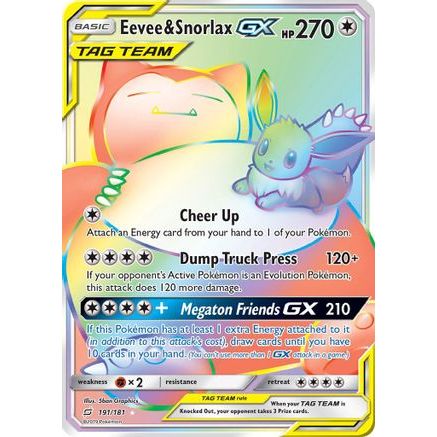 Eevee & Snorlax GX (Secret) 191/181 - SM Team Up Holofoil