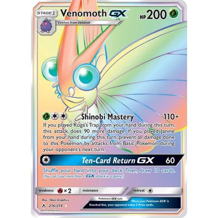 Venomoth GX (Secret) 216/214 - SM Unbroken Bonds Holofoil