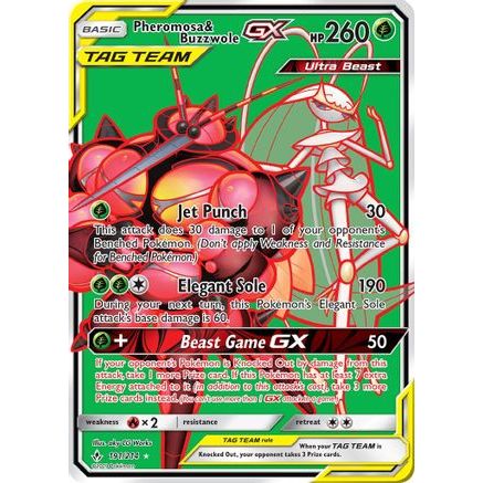 Pheromosa & Buzzwole GX (191) (Full Art) 191/214 - SM Unbroken Bonds Holofoil
