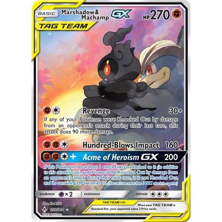 Marshadow & Machamp GX (199) (Full Art) 199/214 - SM Unbroken Bonds Holofoil