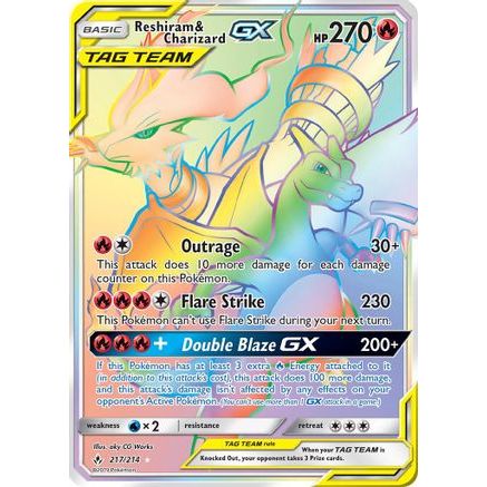 Reshiram & Charizard GX (Secret) 217/214 - SM Unbroken Bonds Holofoil