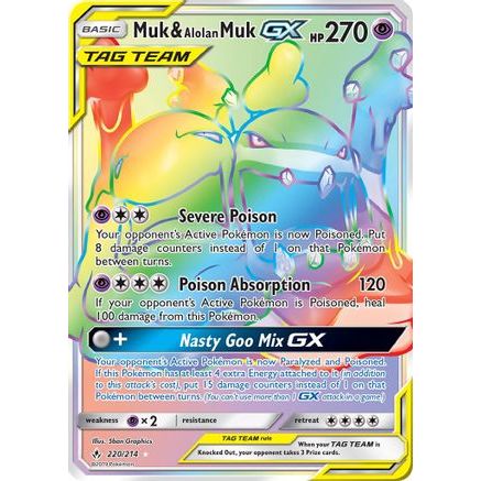 Muk & Alolan Muk GX (Secret) 220/214 - SM Unbroken Bonds Holofoil