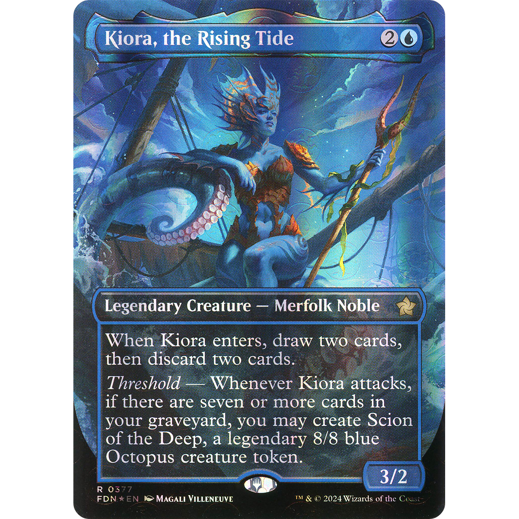 Kiora, the Rising Tide (FDN-377) - Foundations (Borderless) Foil