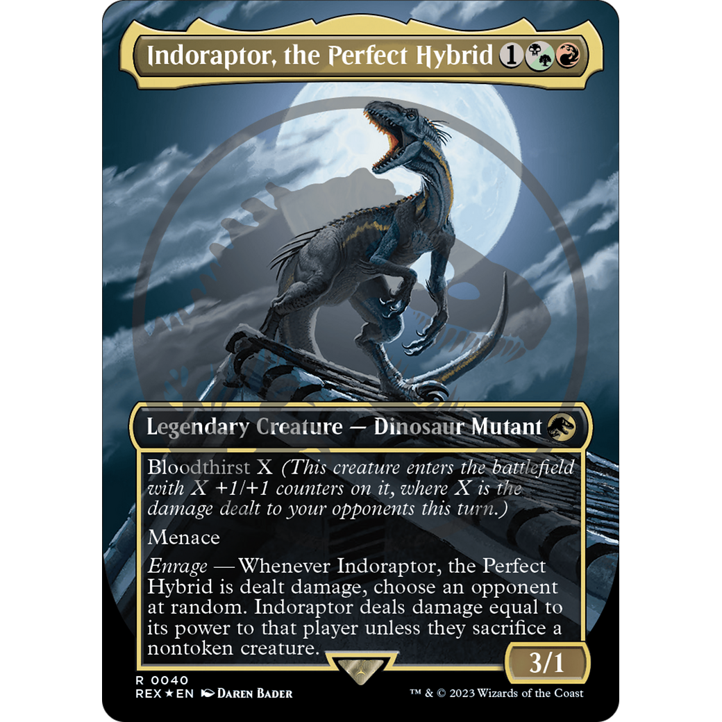 Indoraptor, the Perfect Hybrid (Borderless) (Emblem) (REX-040) - Jurassic World Collection (Borderless) Foil