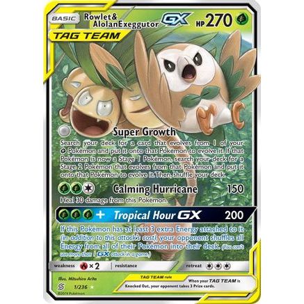Rowlet & Alolan Exeggutor GX 1/236 - SM Unified Minds Holofoil