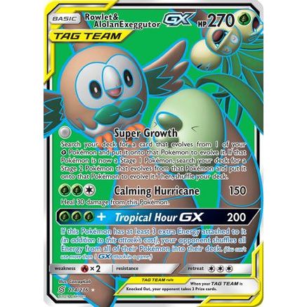 Rowlet & Alolan Exeggutor GX (Full Art) 214/236 - SM Unified Minds Holofoil