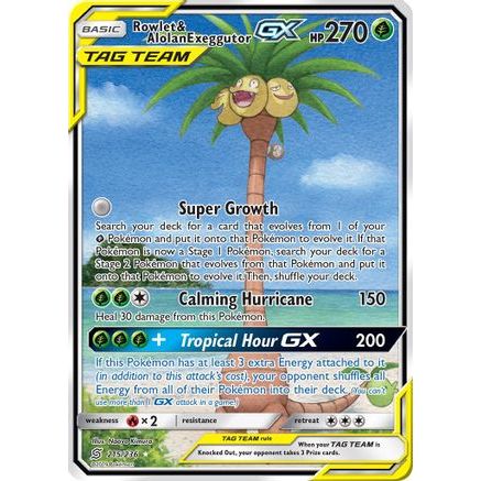 Rowlet & Alolan Exeggutor GX (Alternate Full Art) 215/236 - SM Unified Minds Holofoil