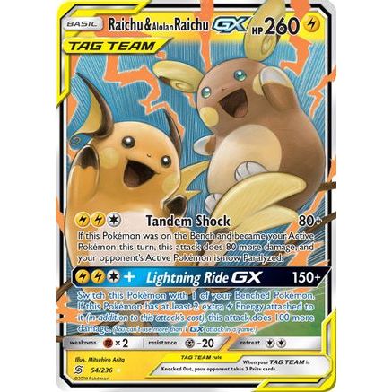 Raichu & Alolan Raichu GX 54/236 - SM Unified Minds Holofoil