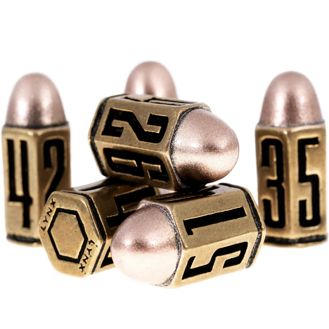 Brass Metal Six D6 Dice Set